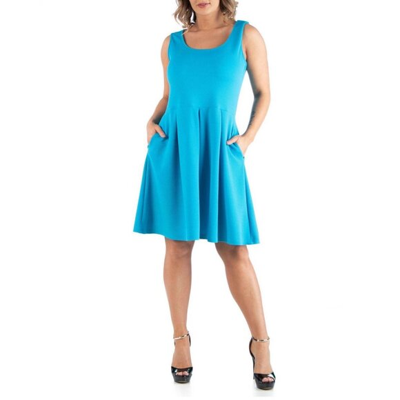 NWT 24seven Comfort Apparel Plus Size Sleeveless Dress P0206187 2X Aqua Blue - Picture 1 of 5